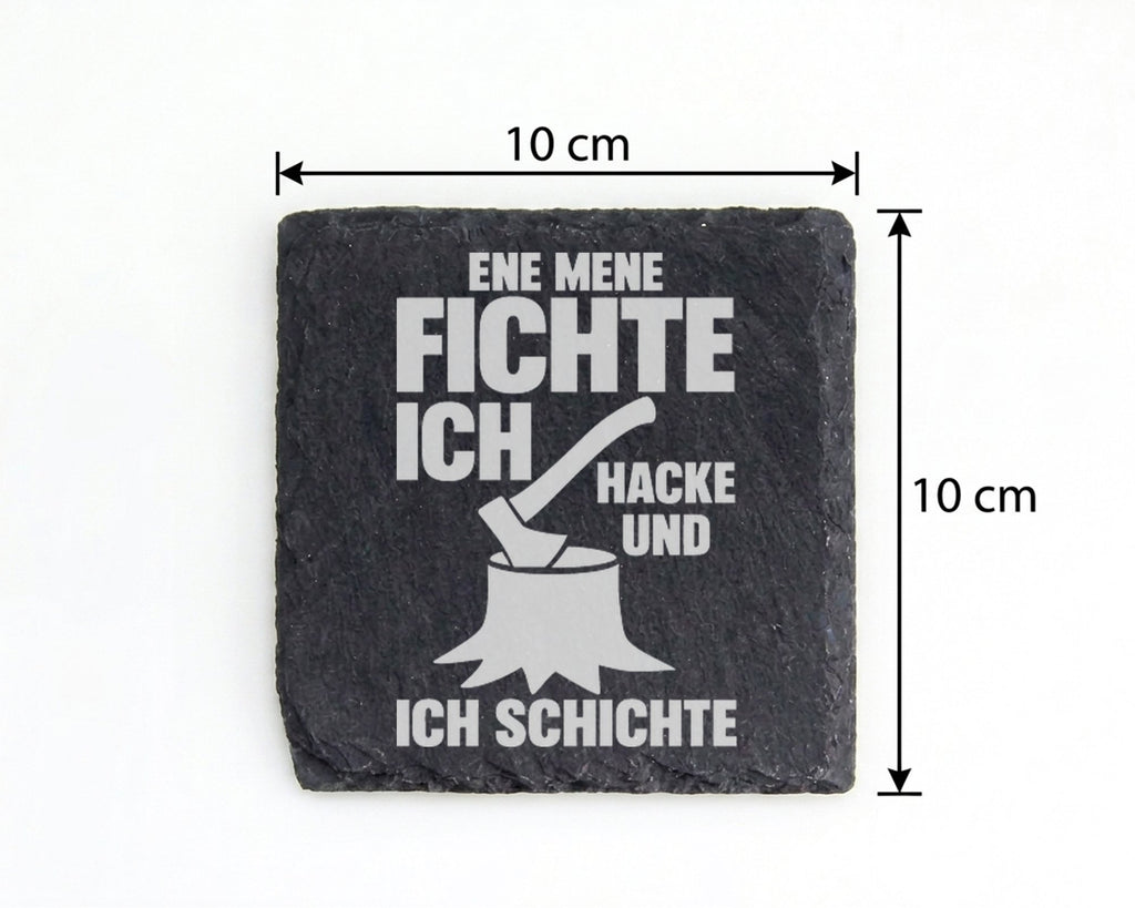 Schiefer Untersetzer Ene Mene Fichte Hacke Schichte - Lustiges Geschen – Bild 4