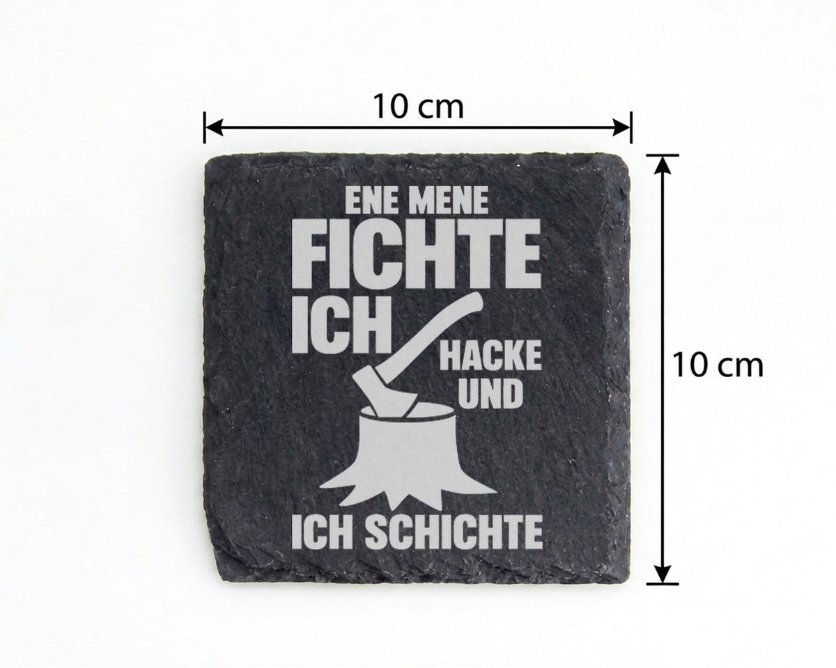 Schiefer Untersetzer Ene Mene Fichte Hacke Schichte - Lustiges Geschen – Bild 4