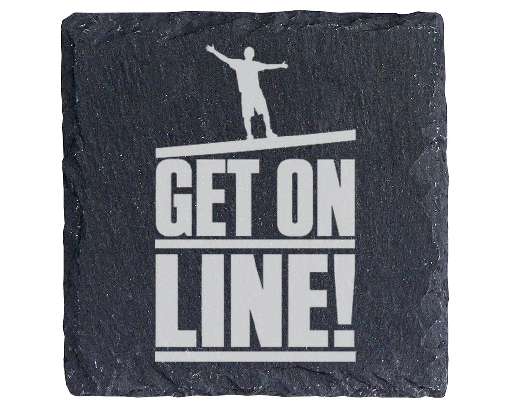 Schiefer Untersetzer Slackline Get On Line - Geschenk Für Slackliner S – Bild 1