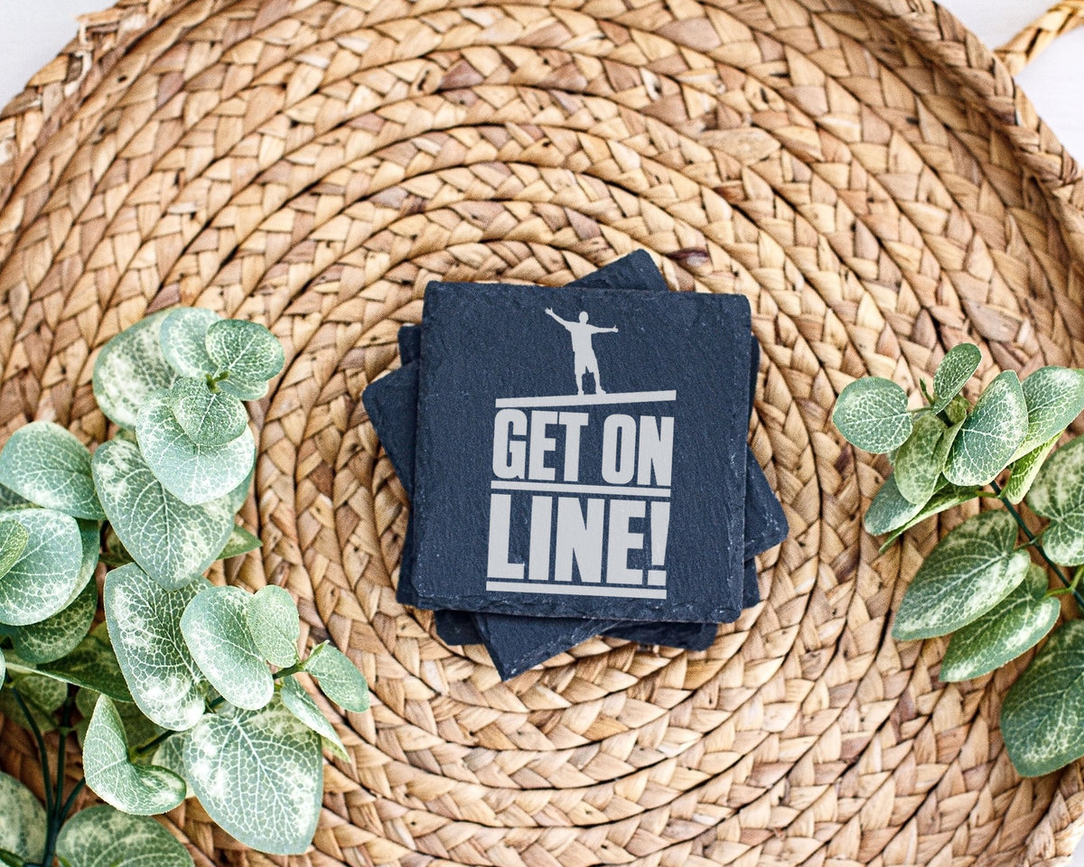 Schiefer Untersetzer Slackline Get On Line - Geschenk Für Slackliner S – Bild 3