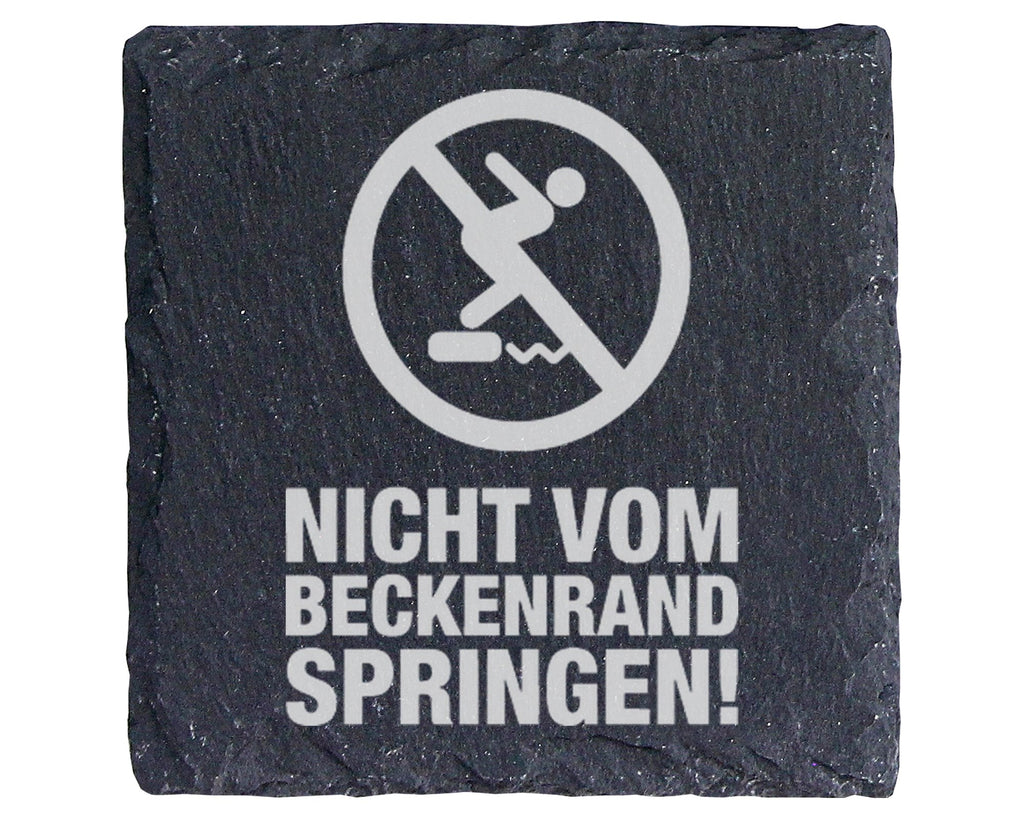 Schiefer Untersetzer Nicht Vom Beckenrand Springen - Lustiges Geschenk – Bild 1