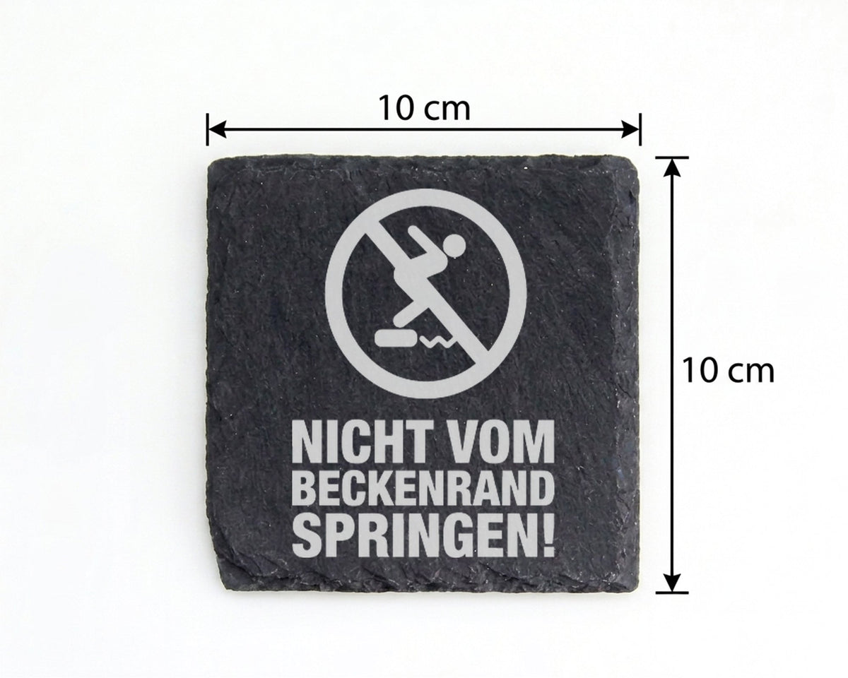 Schiefer Untersetzer Nicht Vom Beckenrand Springen - Lustiges Geschenk – Bild 4