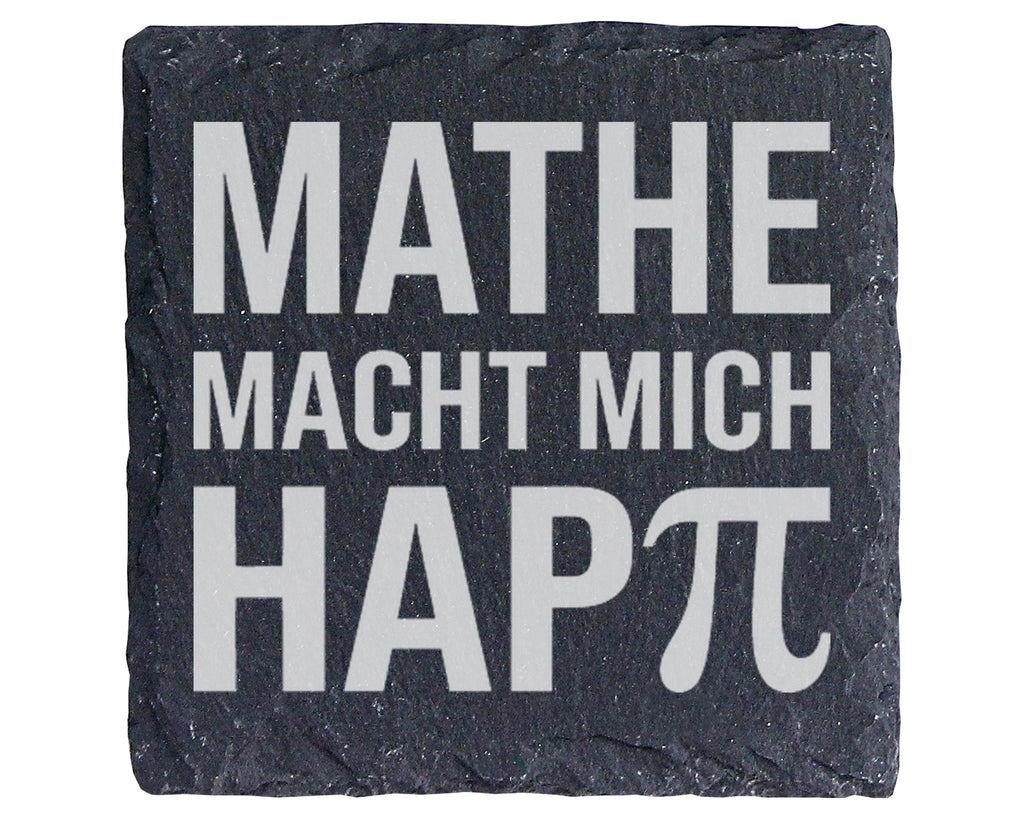 Schiefer Untersetzer Mathe Macht Mich Happy Pi - Geschenk für Mathemat – Bild 1