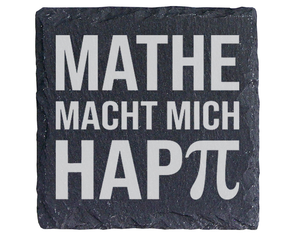 Schiefer Untersetzer Mathe Macht Mich Happy Pi - Geschenk für Mathemat – Bild 1