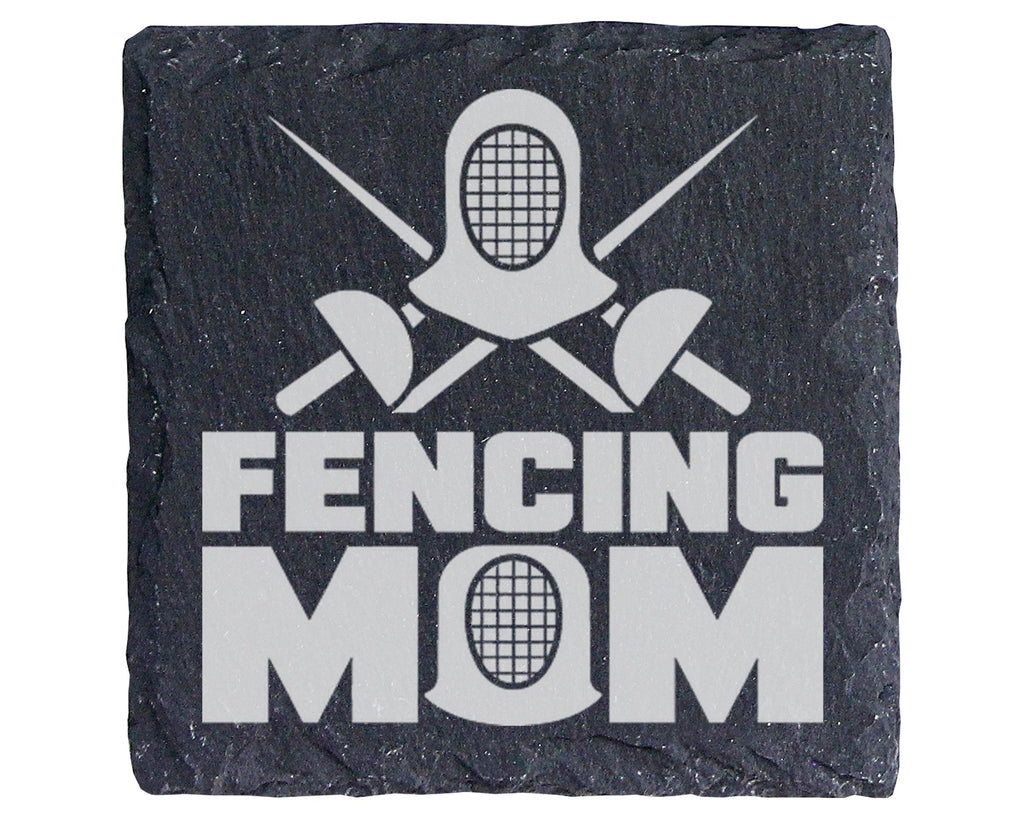 Schiefer Untersetzer Fencing Mom - Geschenk für Fechter Mama - Sport D – Bild 1