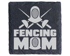Schiefer Untersetzer Fencing Mom - Geschenk für Fechter Mama - Sport D – Bild 1