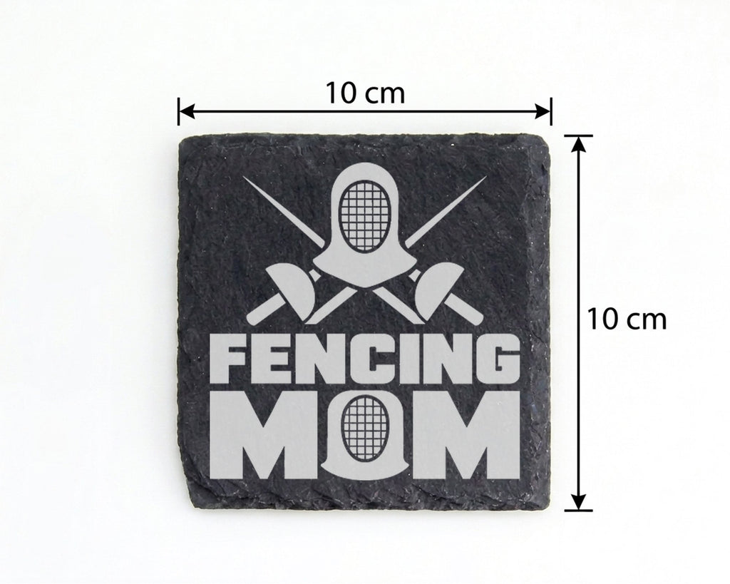 Schiefer Untersetzer Fencing Mom - Geschenk für Fechter Mama - Sport D – Bild 4