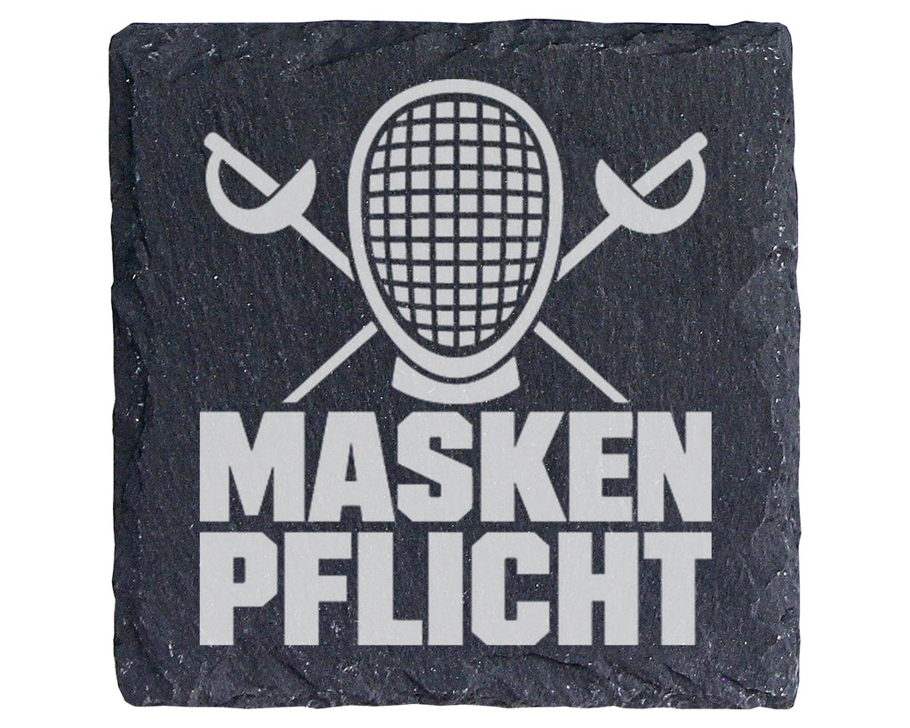 Schiefer Untersetzer Fechten Maskenpflicht Spruch - Geschenk für Fecht – Bild 1