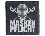 Schiefer Untersetzer Fechten Maskenpflicht Spruch - Geschenk für Fecht – Bild 1