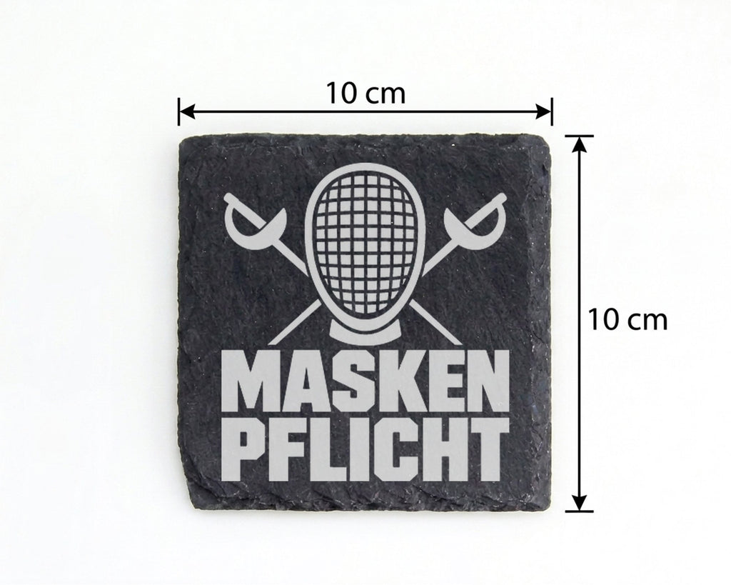 Schiefer Untersetzer Fechten Maskenpflicht Spruch - Geschenk für Fecht – Bild 4