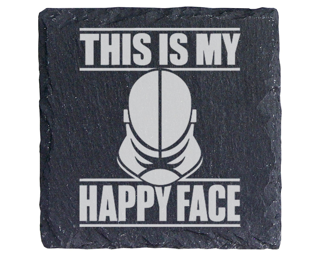 Schiefer Untersetzer Fechtmaske This Is My Happy Face - Lustiges Gesch – Bild 1