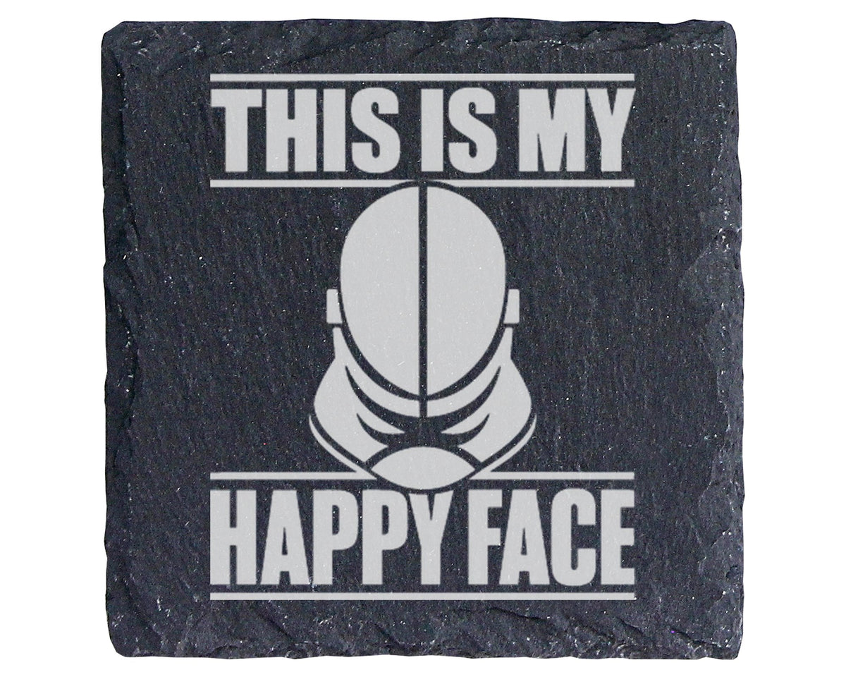 Schiefer Untersetzer Fechtmaske This Is My Happy Face - Lustiges Gesch – Bild 1