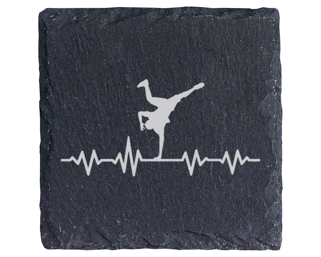 Schiefer Untersetzer Breakdance Herzschlag Puls - Geschenk für Tänzer  – Bild 1