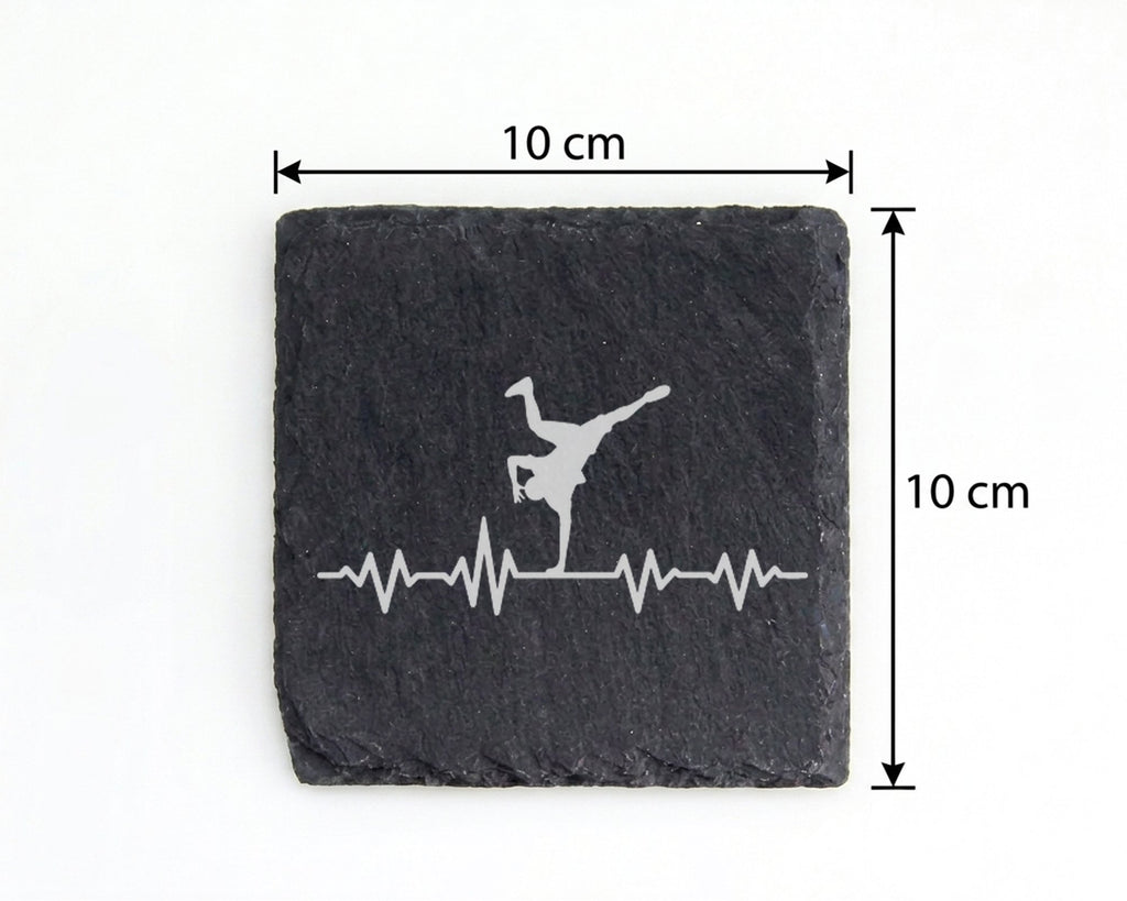Schiefer Untersetzer Breakdance Herzschlag Puls - Geschenk für Tänzer  – Bild 4