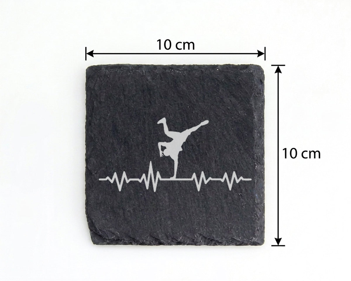 Schiefer Untersetzer Breakdance Herzschlag Puls - Geschenk für Tänzer  – Bild 4