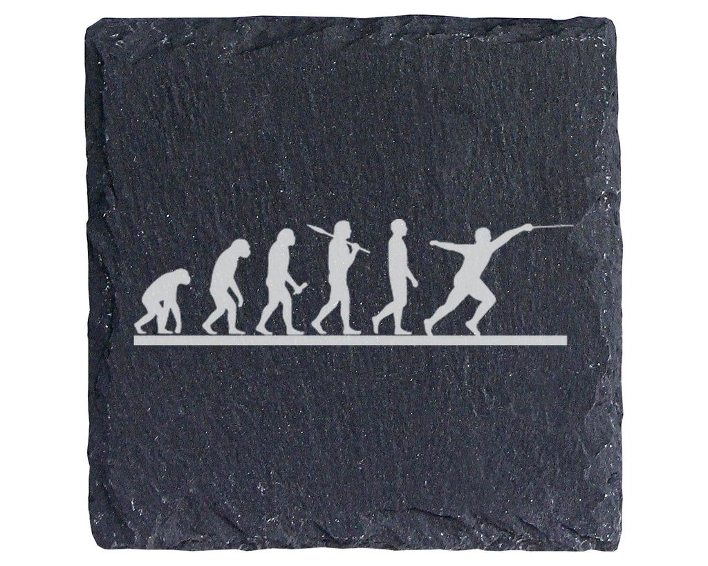Schiefer Untersetzer Evolution Speerwerfen - Geschenk für Leichtathlet – Bild 1