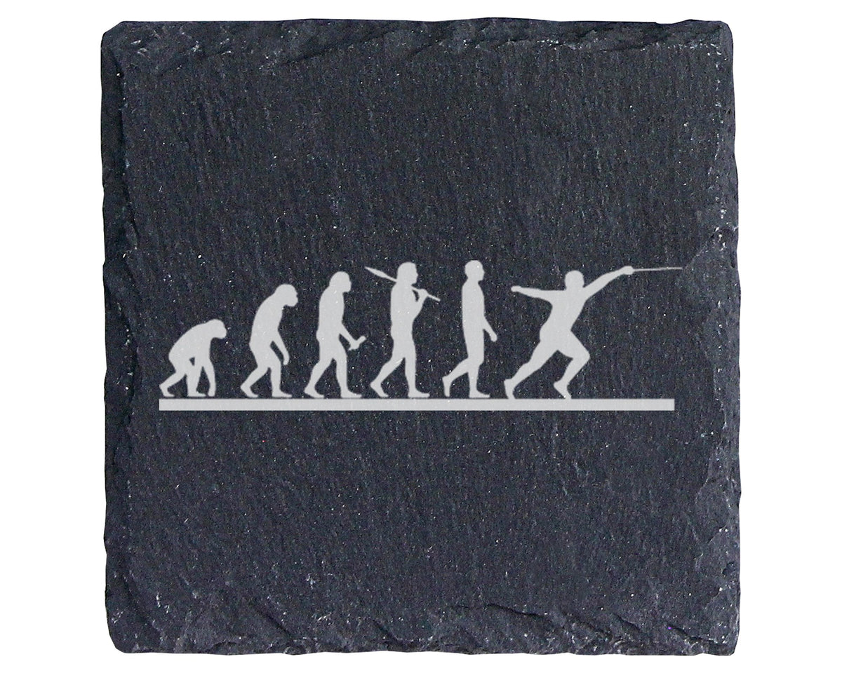 Schiefer Untersetzer Evolution Speerwerfen - Geschenk für Leichtathlet – Bild 1