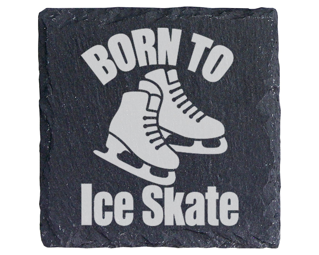 Schiefer Untersetzer Schlittschuhe Born To Ice Skate - Geschenk Für Ei – Bild 1