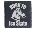 Schiefer Untersetzer Schlittschuhe Born To Ice Skate - Geschenk Für Ei – Bild 1