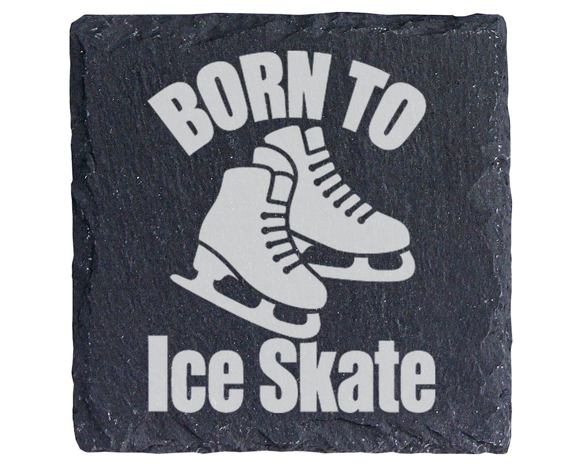 Schiefer Untersetzer Schlittschuhe Born To Ice Skate - Geschenk Für Ei – Bild 1