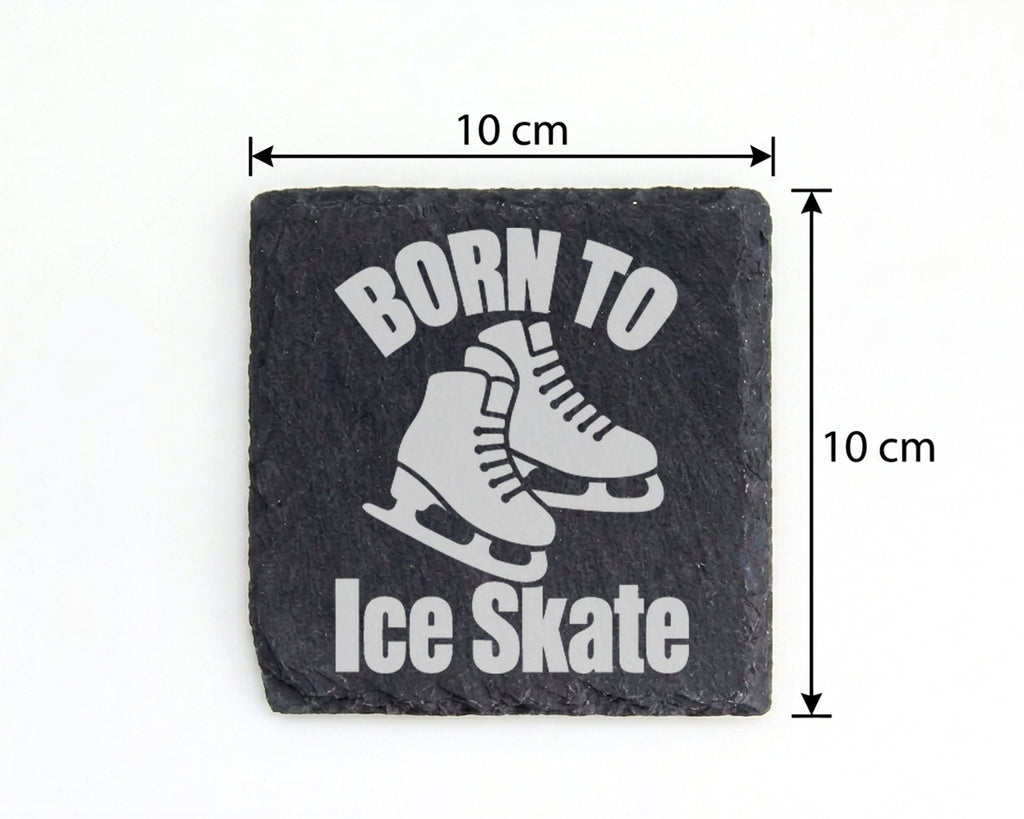 Schiefer Untersetzer Schlittschuhe Born To Ice Skate - Geschenk Für Ei – Bild 4