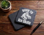 Schiefer Untersetzer Schlittschuhe Born To Ice Skate - Geschenk Für Ei – Bild 5