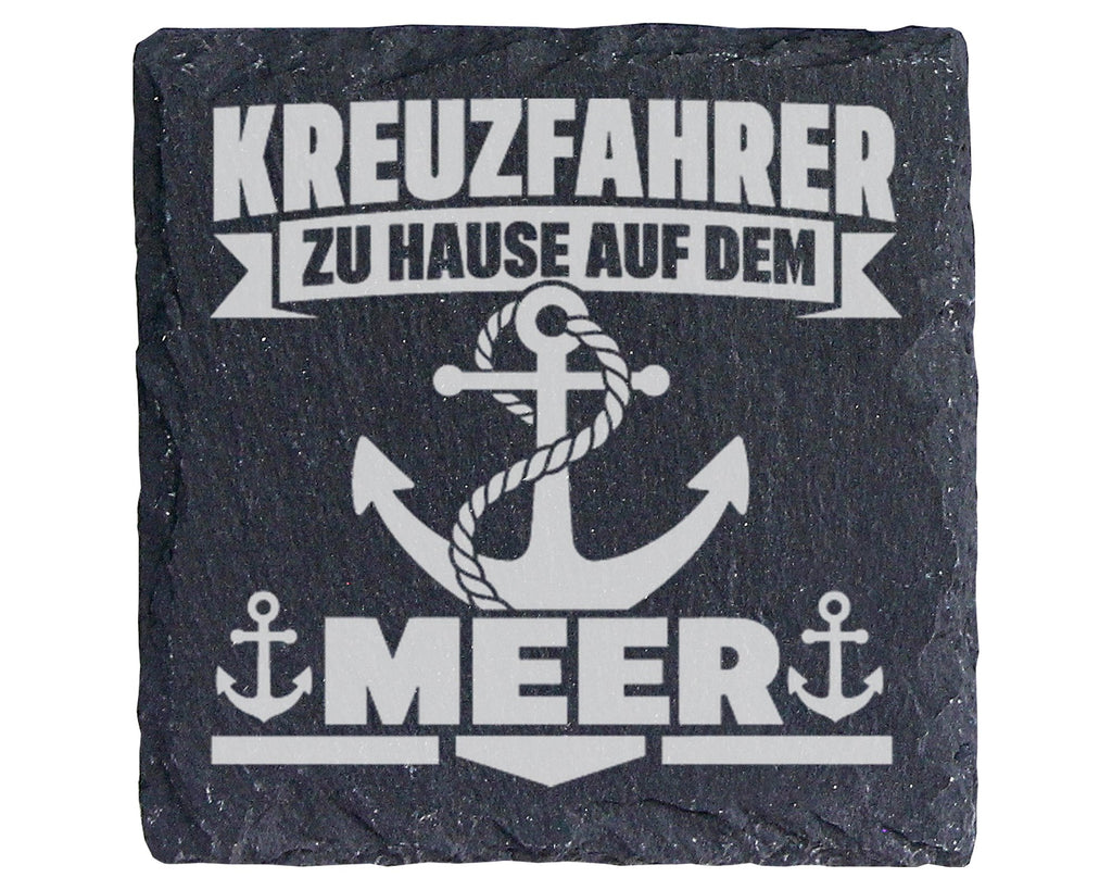 Schiefer Untersetzer Kreuzfahrer Anker Spruch Zu Hause Auf Dem Meer -  – Bild 1