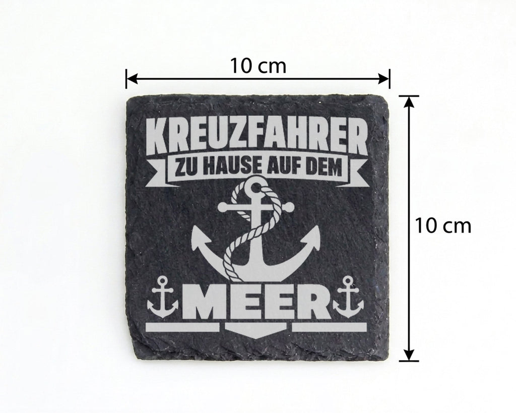 Schiefer Untersetzer Kreuzfahrer Anker Spruch Zu Hause Auf Dem Meer -  – Bild 4