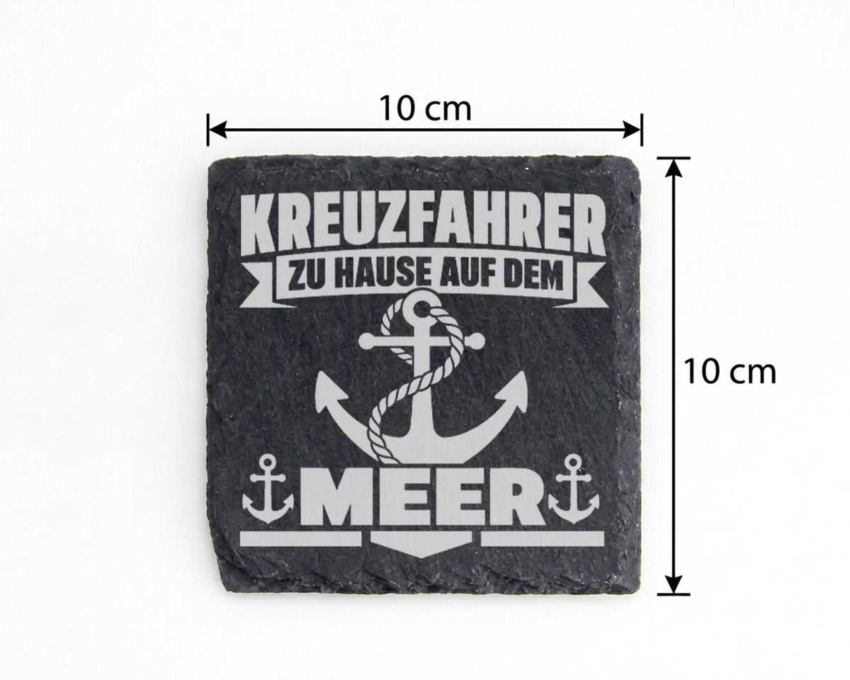 Schiefer Untersetzer Kreuzfahrer Anker Spruch Zu Hause Auf Dem Meer -  – Bild 4