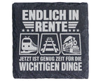 Schiefer Untersetzer Zug Endlich Rente Zeit Für Wichtige Dinge - Gesch – Bild 1