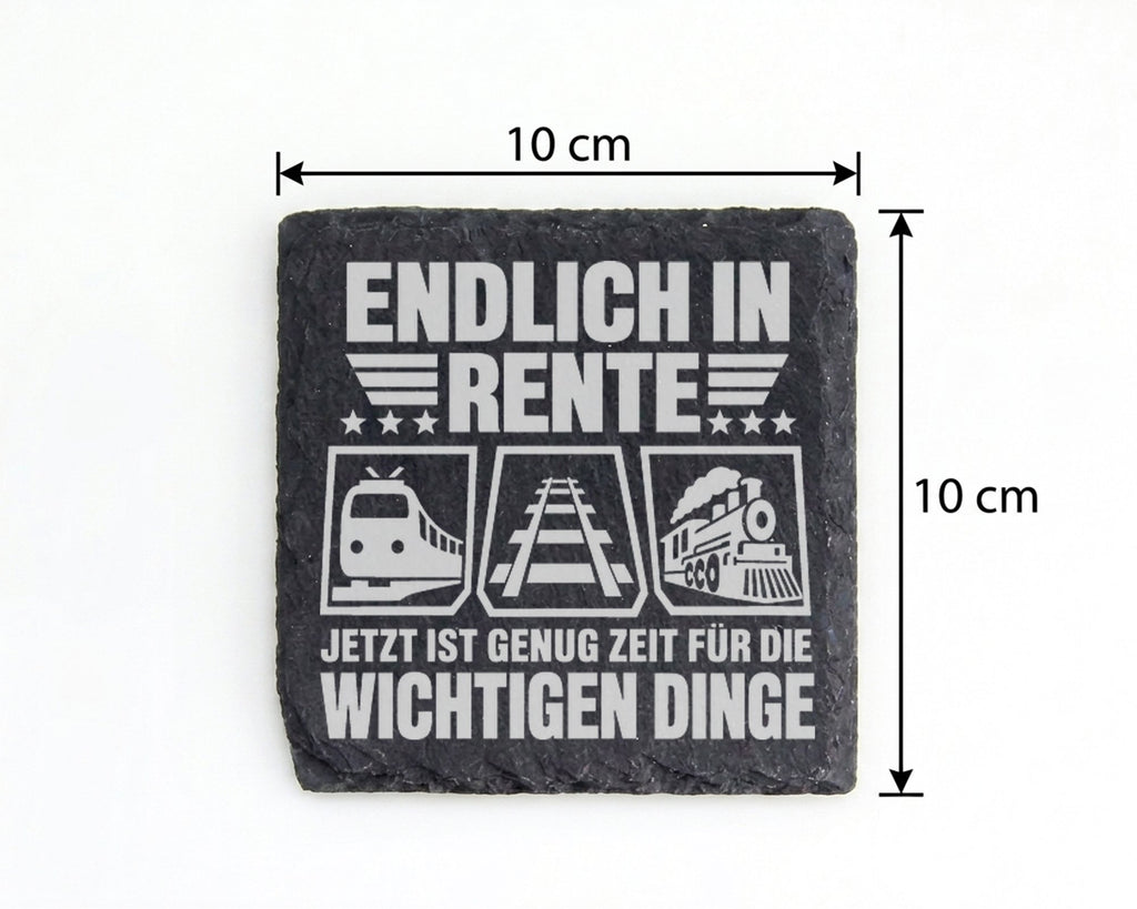 Schiefer Untersetzer Zug Endlich Rente Zeit Für Wichtige Dinge - Gesch – Bild 4