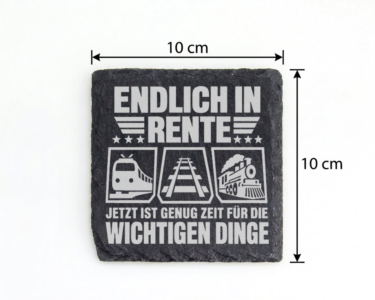 Schiefer Untersetzer Zug Endlich Rente Zeit Für Wichtige Dinge - Gesch – Bild 4