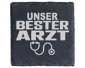 Schiefer Untersetzer Unser Bester Arzt Stethoskop - Geschenk für Mediz – Bild 1