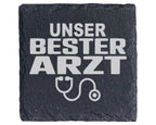 Schiefer Untersetzer Unser Bester Arzt Stethoskop - Geschenk für Mediz – Bild 1