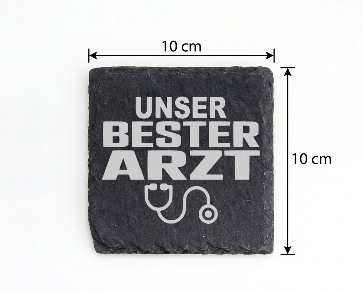Schiefer Untersetzer Unser Bester Arzt Stethoskop - Geschenk für Mediz – Bild 4