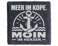 Schiefer Untersetzer Anker Moin Meer Im Kopf Herzen Spruch - Geschenk  – Bild 1