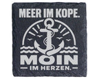 Schiefer Untersetzer Anker Moin Meer Im Kopf Herzen Spruch - Geschenk  – Bild 1