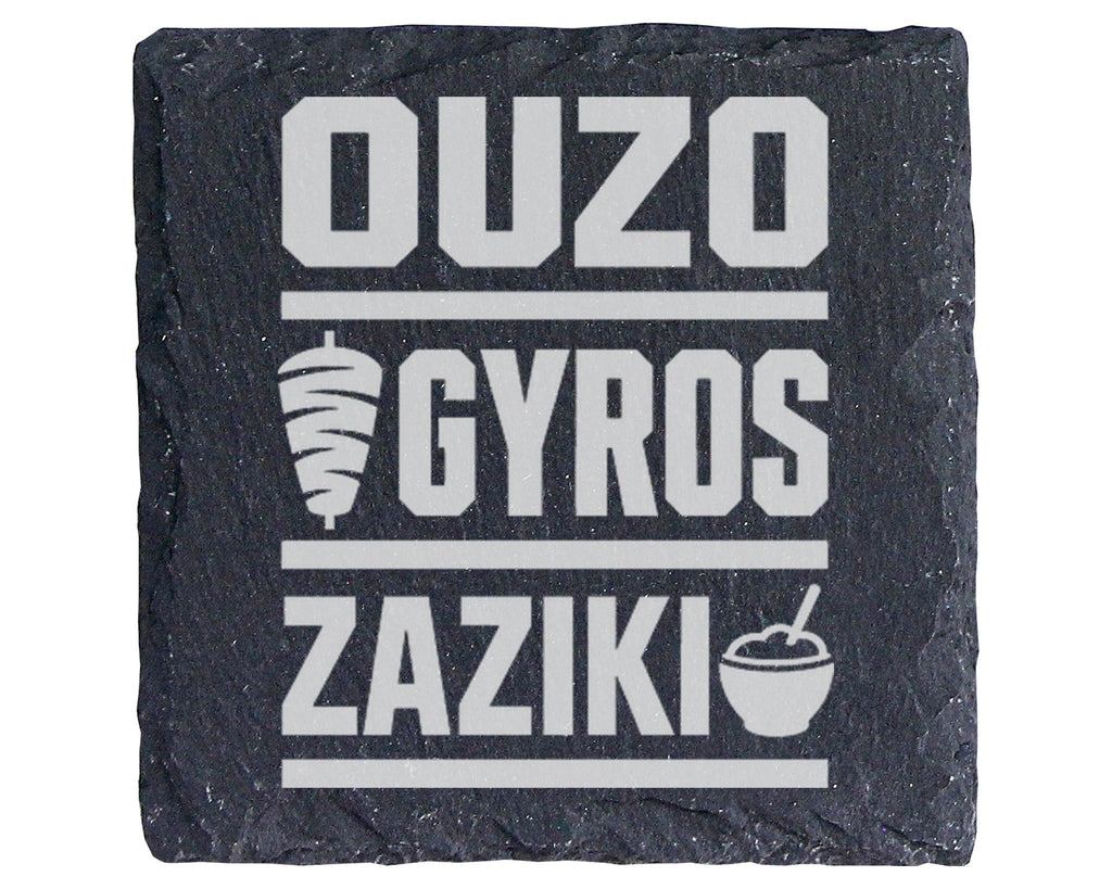 Schiefer Untersetzer Ouzo Gyros Zaziki - Griechisches Geschenk für Gri – Bild 1
