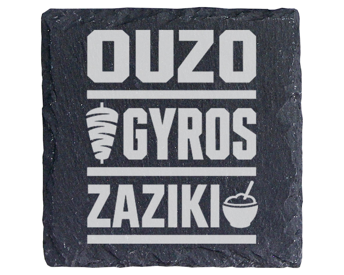Schiefer Untersetzer Ouzo Gyros Zaziki - Griechisches Geschenk für Gri – Bild 1