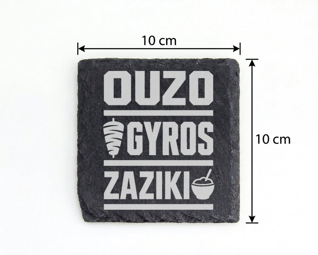 Schiefer Untersetzer Ouzo Gyros Zaziki - Griechisches Geschenk für Gri – Bild 4