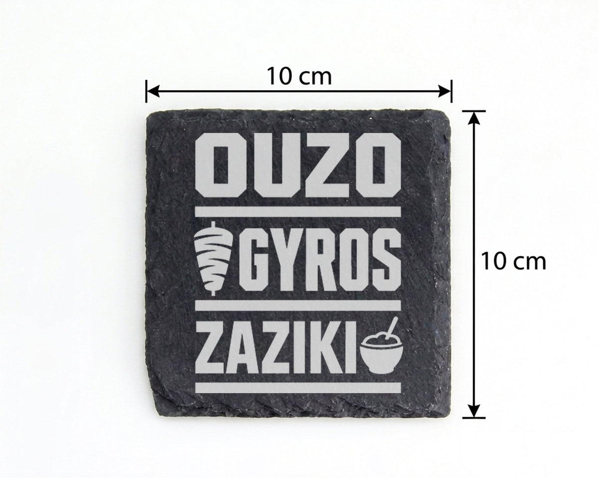 Schiefer Untersetzer Ouzo Gyros Zaziki - Griechisches Geschenk für Gri – Bild 4