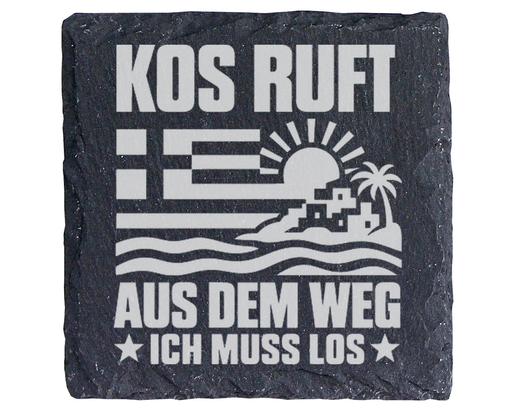 Schiefer Untersetzer Kos Ruft Aus Dem Weg - Lustiges Geschenk Für Grie – Bild 1