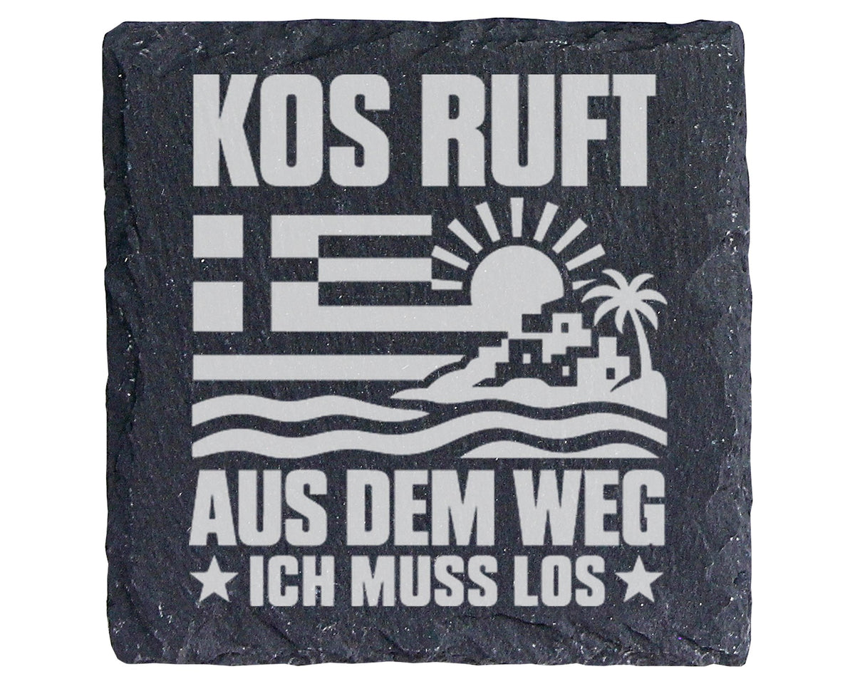 Schiefer Untersetzer Kos Ruft Aus Dem Weg - Lustiges Geschenk Für Grie – Bild 1