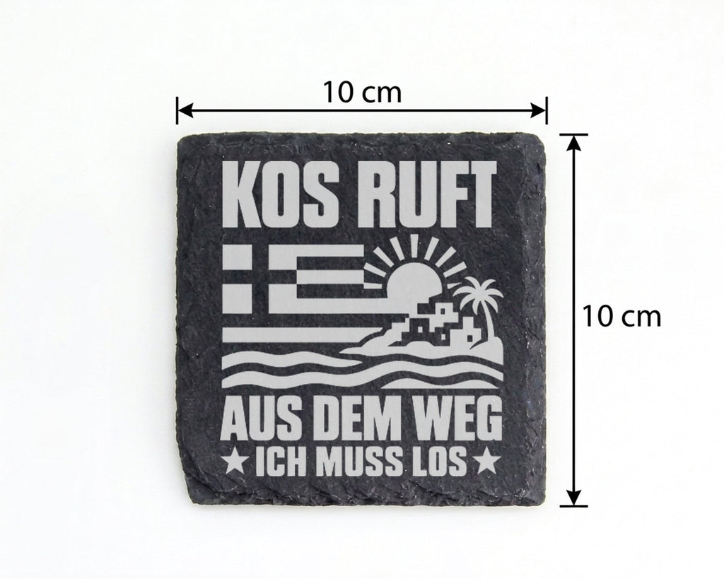 Schiefer Untersetzer Kos Ruft Aus Dem Weg - Lustiges Geschenk Für Grie – Bild 4