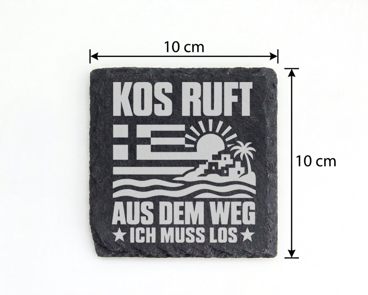 Schiefer Untersetzer Kos Ruft Aus Dem Weg - Lustiges Geschenk Für Grie – Bild 4
