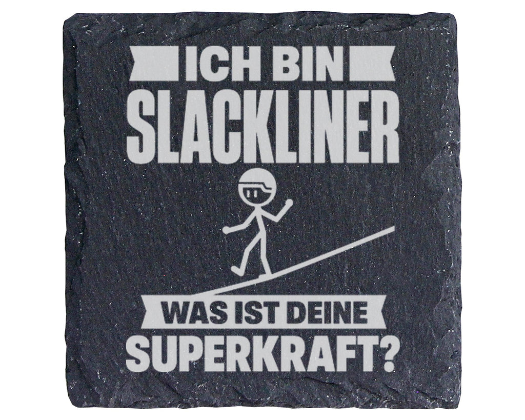 Schiefer Untersetzer Slackliner Ich Bin Was Ist Deine Superkraft - Ges – Bild 1