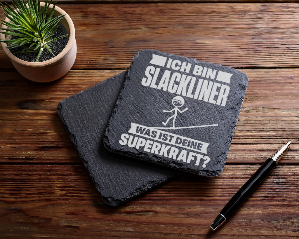 Schiefer Untersetzer Slackliner Ich Bin Was Ist Deine Superkraft - Ges – Bild 5