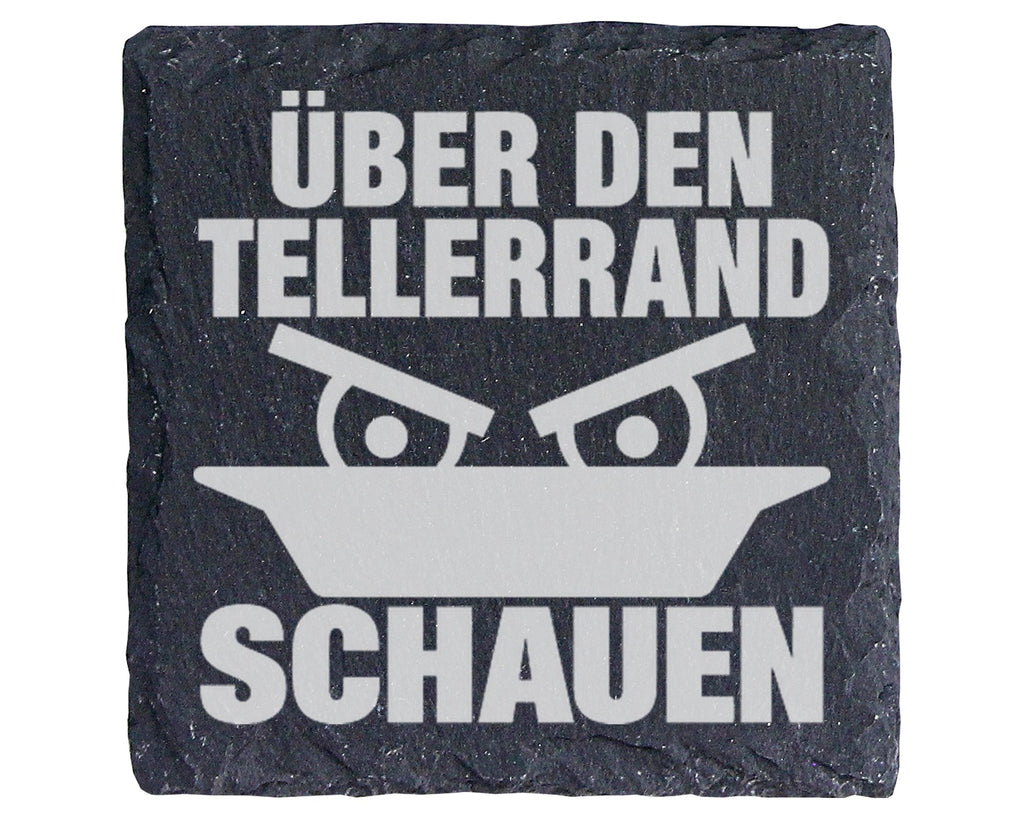 Schiefer Untersetzer Über Den Tellerrand Schauen - Geschenk für Querde – Bild 1
