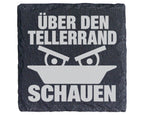 Schiefer Untersetzer Über Den Tellerrand Schauen - Geschenk für Querde – Bild 1