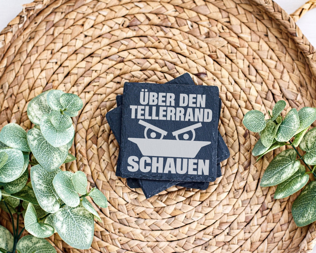 Schiefer Untersetzer Über Den Tellerrand Schauen - Geschenk für Querde – Bild 3